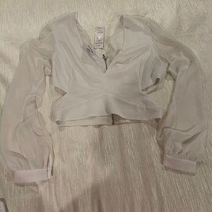 White Chiffon Crop Top Blouse